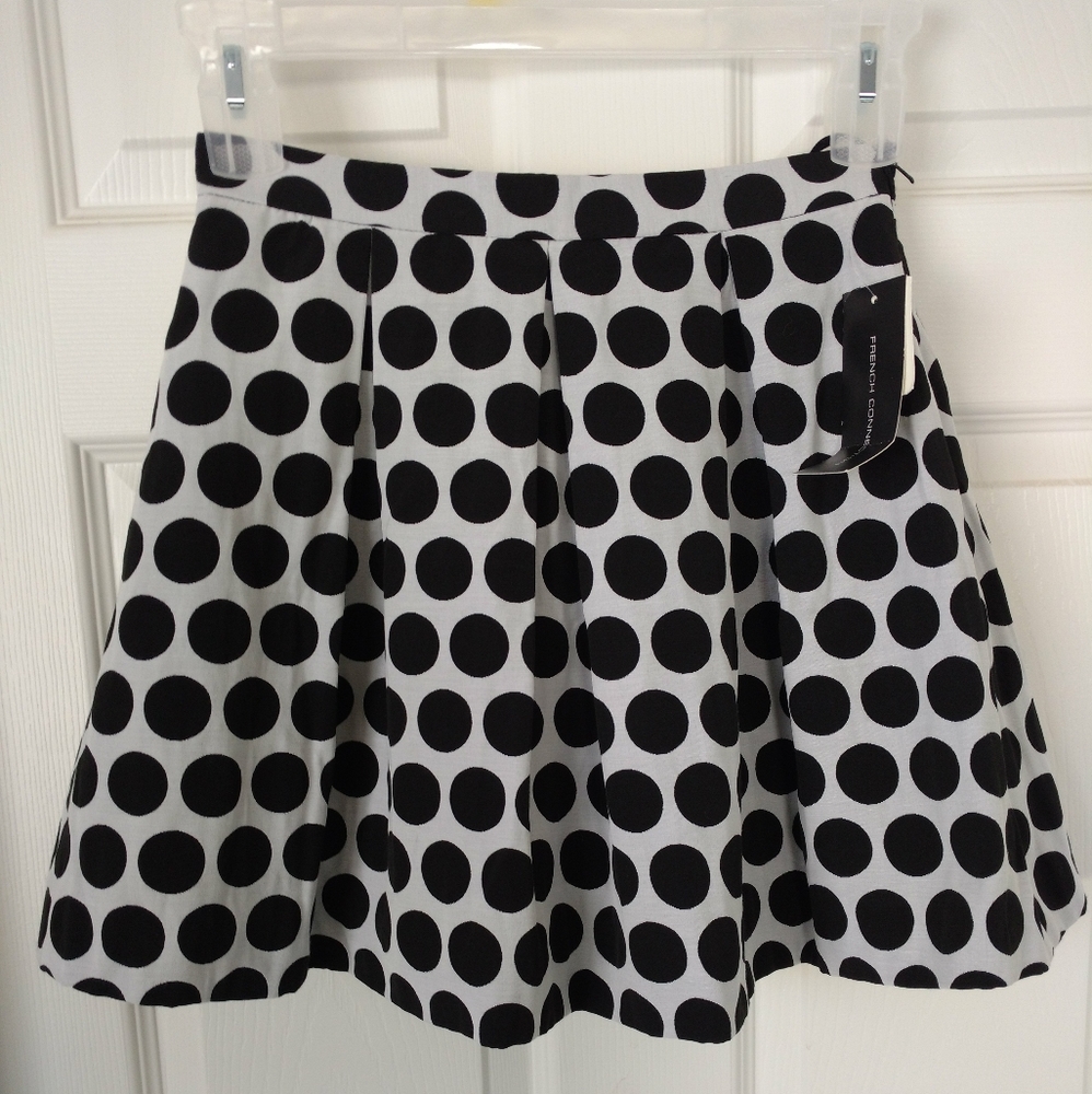 French Connection Polka Dot Skater Mini Skirt Sz 4